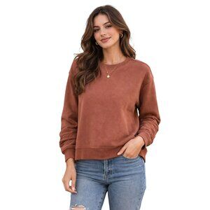 Saltwater Luxe Womens M Crewneck Sweatshirt Spice Cotton Lace Back & Sleeve Deta